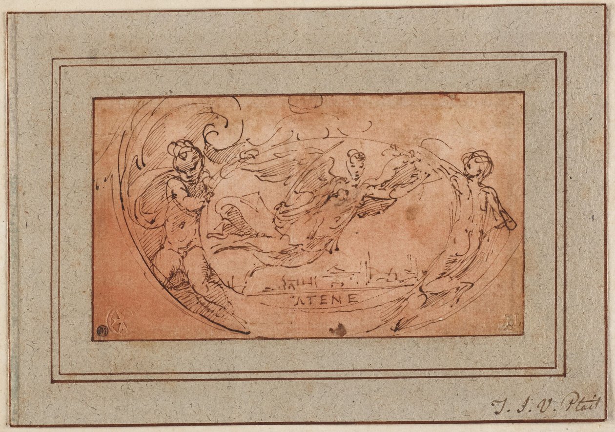 Studie für die Figur des Sieges auf dem Brustschmuck der Pallas Athena autorstwa Parmigianino