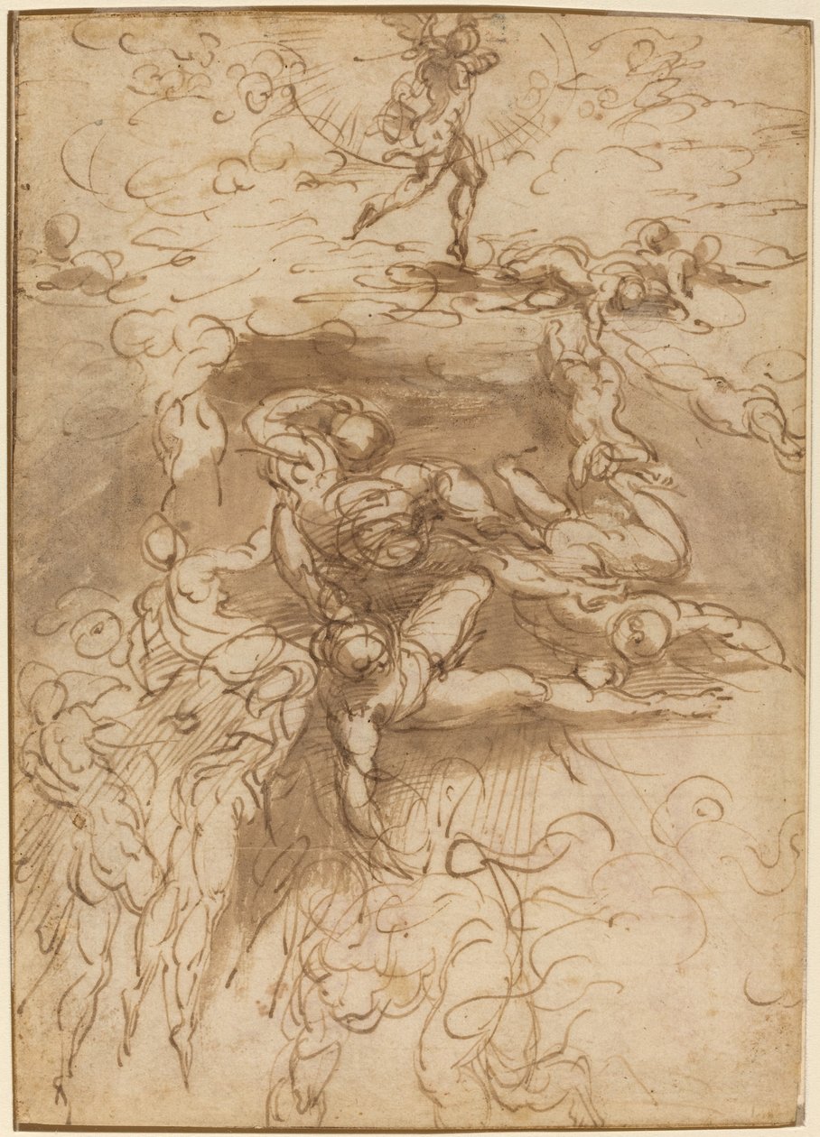 Upadek zbuntowanych aniołów [recto] autorstwa Parmigianino