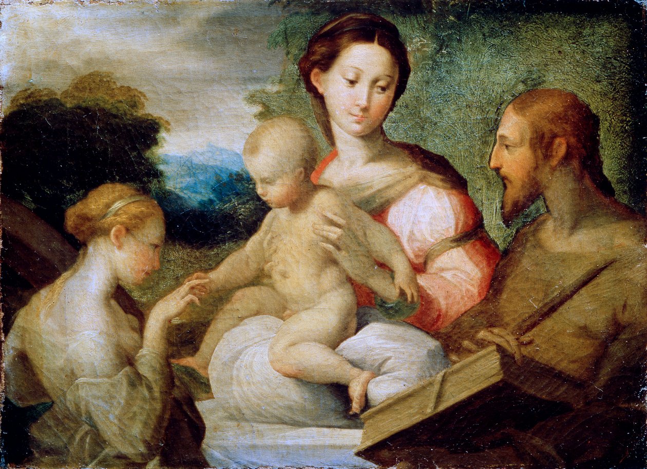 Mistyczne zaślubiny św. Katarzyny, koniec lat 20. XVI wieku autorstwa Parmigianino