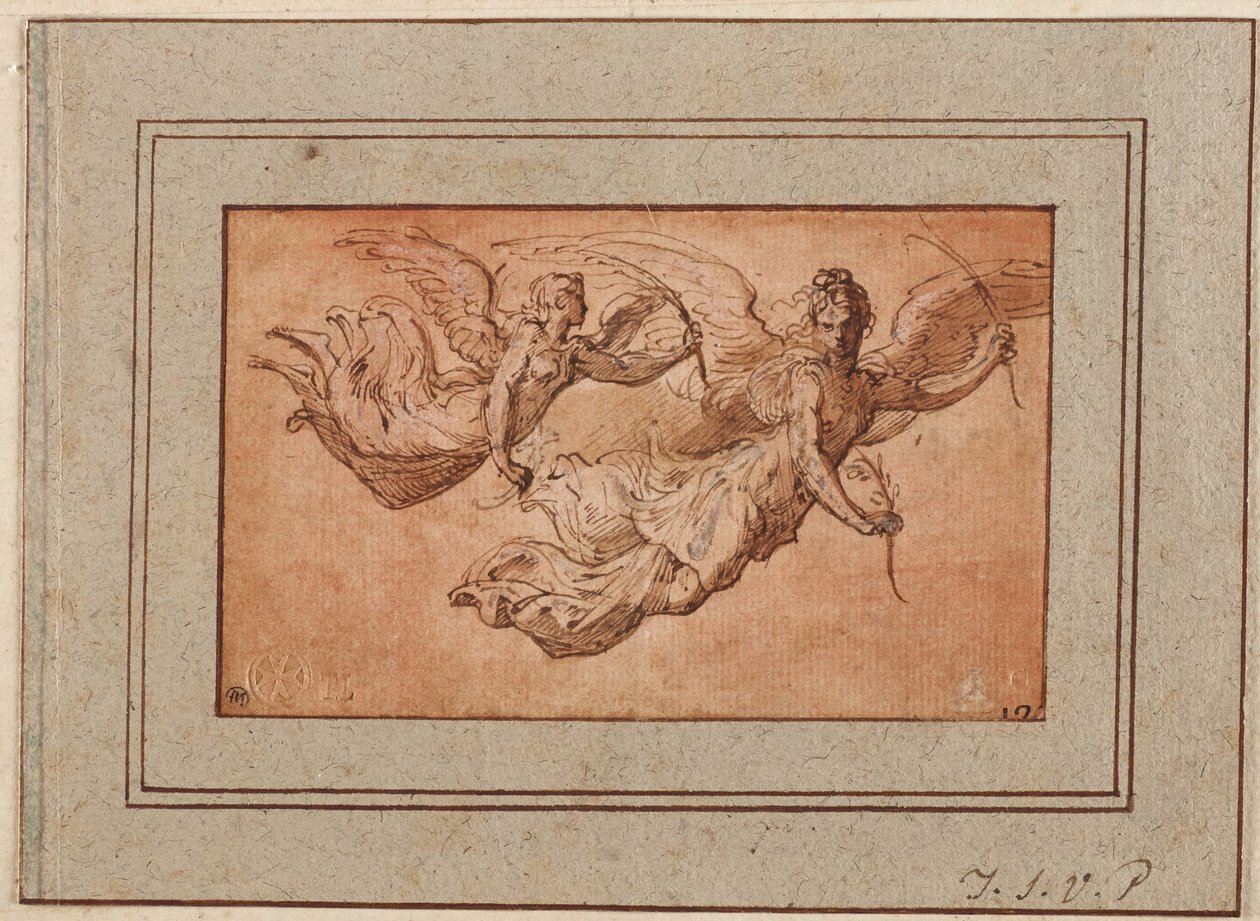 Zwei Studien für die Figur des Sieges autorstwa Parmigianino