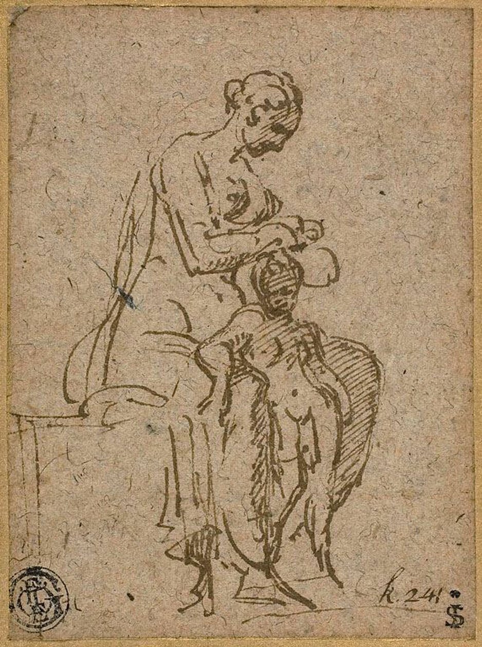 Kobieta ulewająca dziecko autorstwa Parmigianino