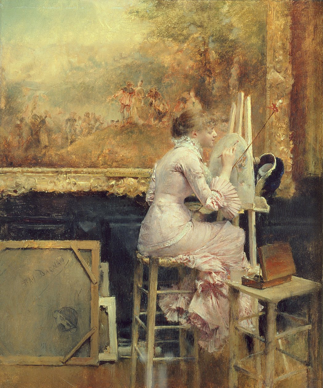 Młody akwarelista w Luwrze, ok. 1891 autorstwa Pascal Adolphe Jean Dagnan Bouveret