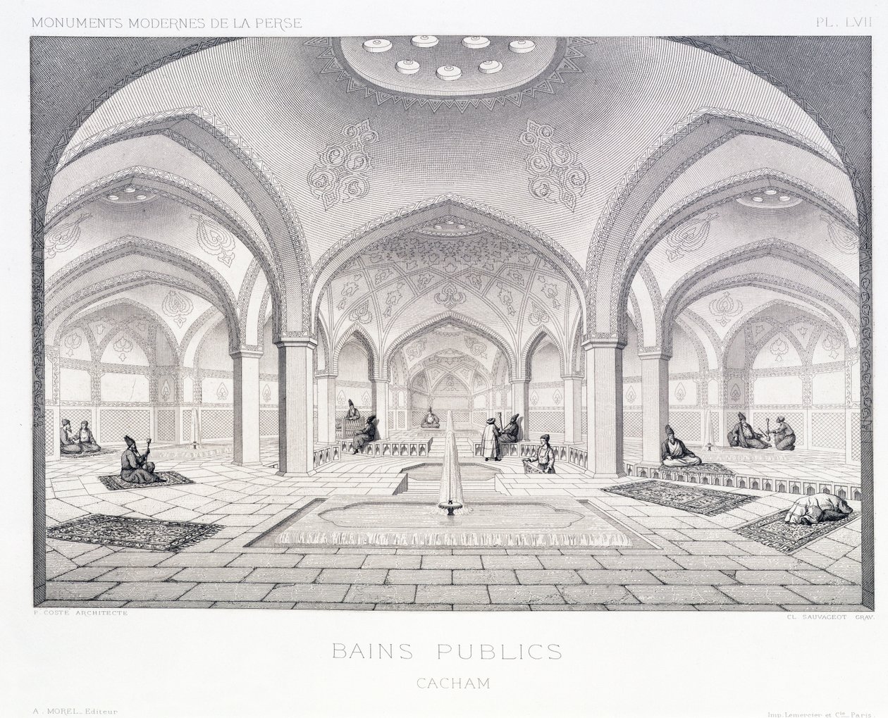 Łaźnia publiczna, w Kashan, z „Podróży Pittoresque” Persji, rytowana przez Claude Sauvageot (1832-85) wydana przez Lemercier, Paryż, 1856 autorstwa Pascal Xavier Coste