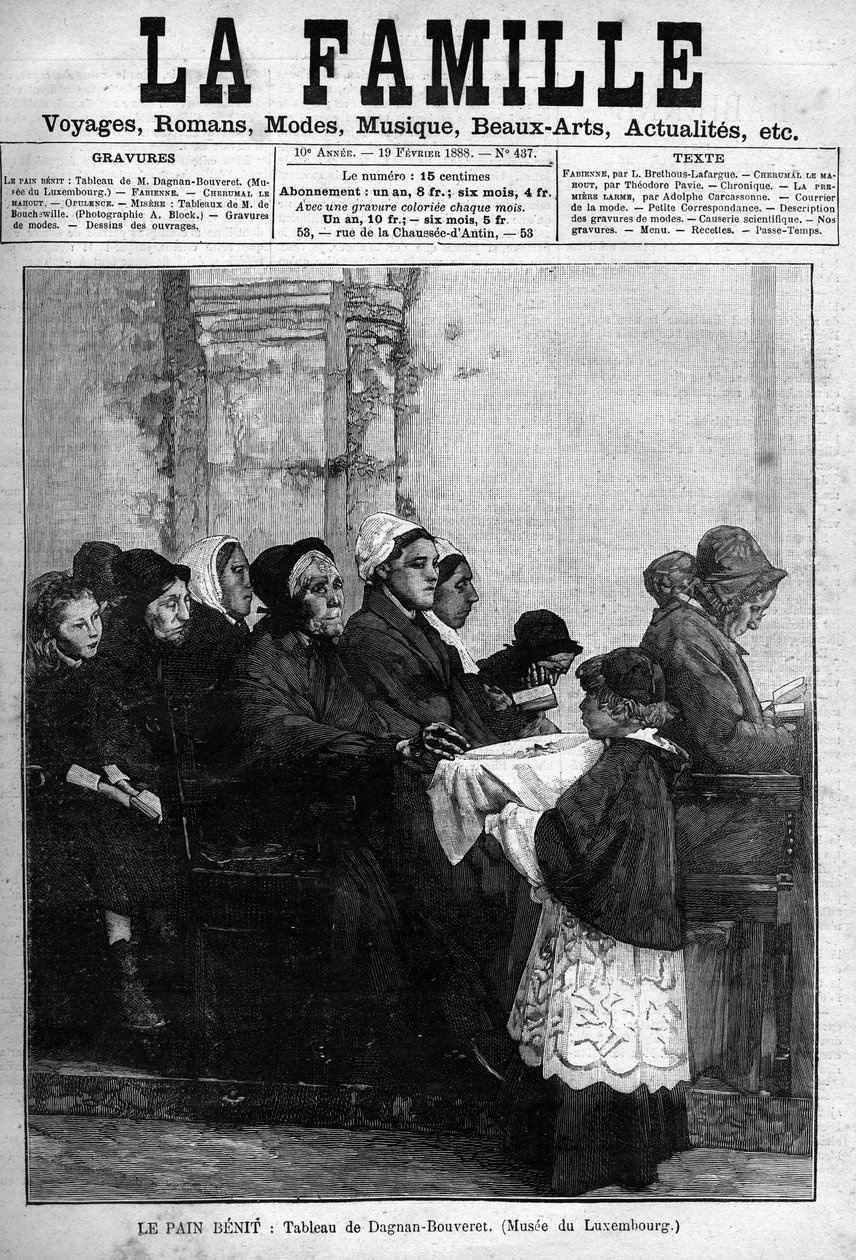 Benit chlebowy, rytowany od 1888 roku według obrazu Dagnana-Bouvereta. Okładka gazety „La famille” z 1888 roku. autorstwa Pascal Adolphe Jean Dagnan Bouveret