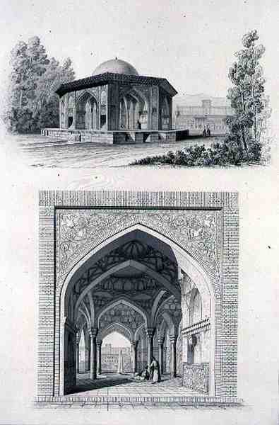 Kiosk w pałacu Golestan Qajar „Kasr l Kadjar”, w Teheranie, z „Podróży Pittoresque” perskiej, ryty: Otto Obermayer, wyd. Lemercier, Paryż autorstwa Pascal Xavier (after) Coste