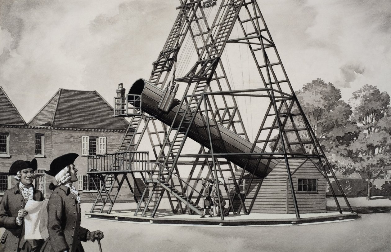 Friedrich Wilhelm Herschel (1738-1822) Ojciec astronomii (gwasz na papierze) autorstwa Pat (1907 95) Nicolle