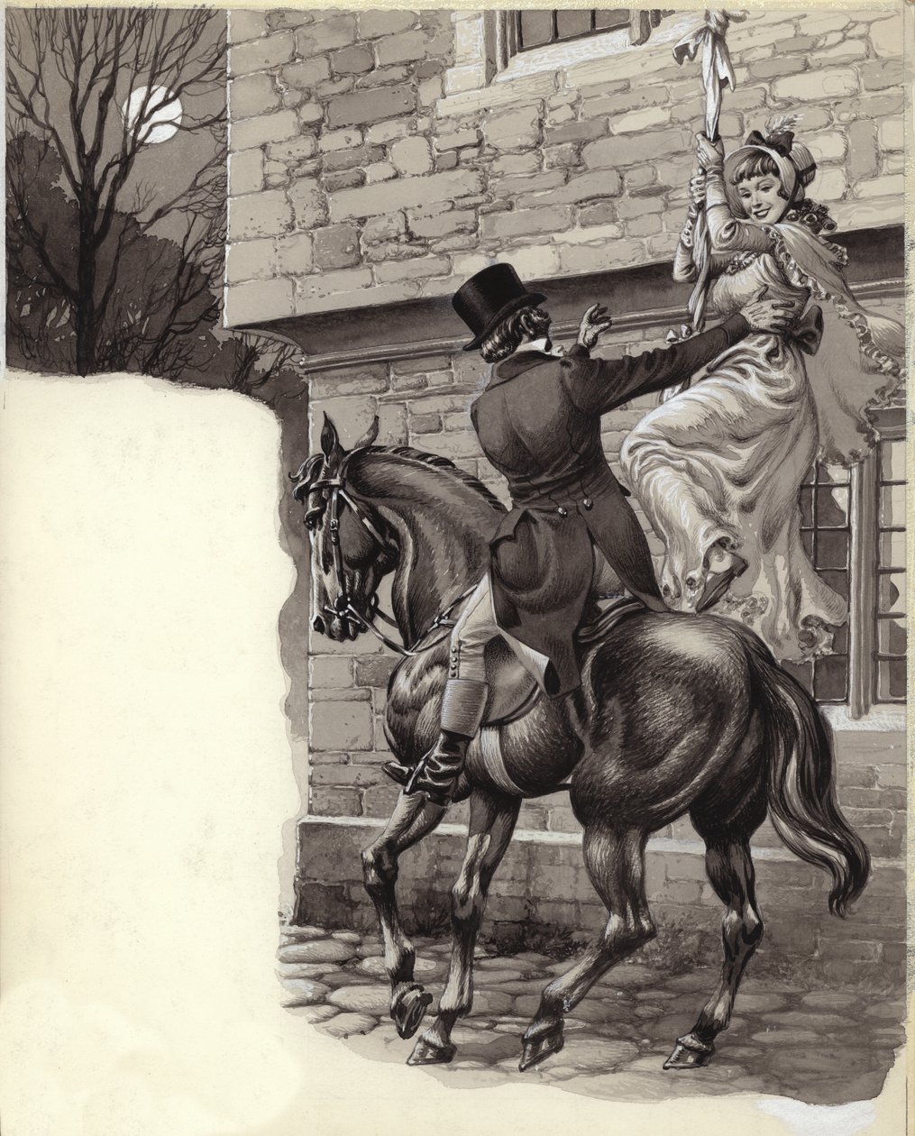 John Peel i Mary White uciekają do Gretna Green (gwasz na papierze) autorstwa Pat (1907 95) Nicolle