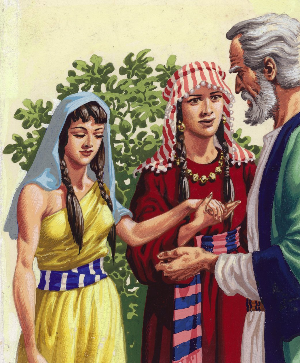 Saraj przedstawiająca Hagar Abrahamowi (gwasz na papierze) autorstwa Pat (1907-95) Nicolle