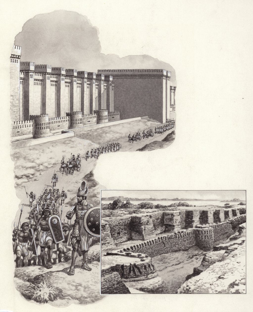 Twierdza Buhen (gwasz na papierze) autorstwa Pat (1907 95) Nicolle