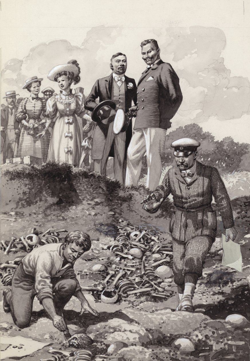 Wilhelm II odwiedza wykopaliska w Visby na Gotlandii w 1905 roku (gwasz na papierze) autorstwa Pat (1907 95) Nicolle
