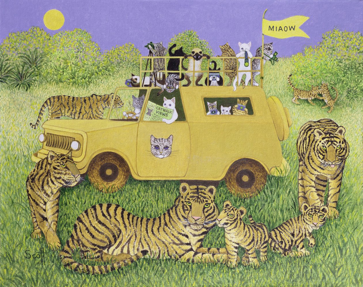 Kocie safari (olej na płótnie) autorstwa Pat Scott