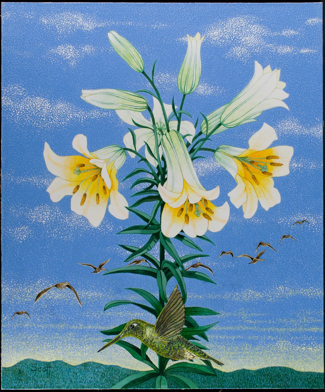 Early Birds, 2011 (akryl na perkalu) autorstwa Pat Scott