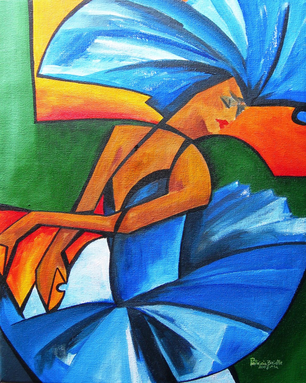 Taniec w błękicie, 2008 (akryl na płótnie) autorstwa Patricia Brintle