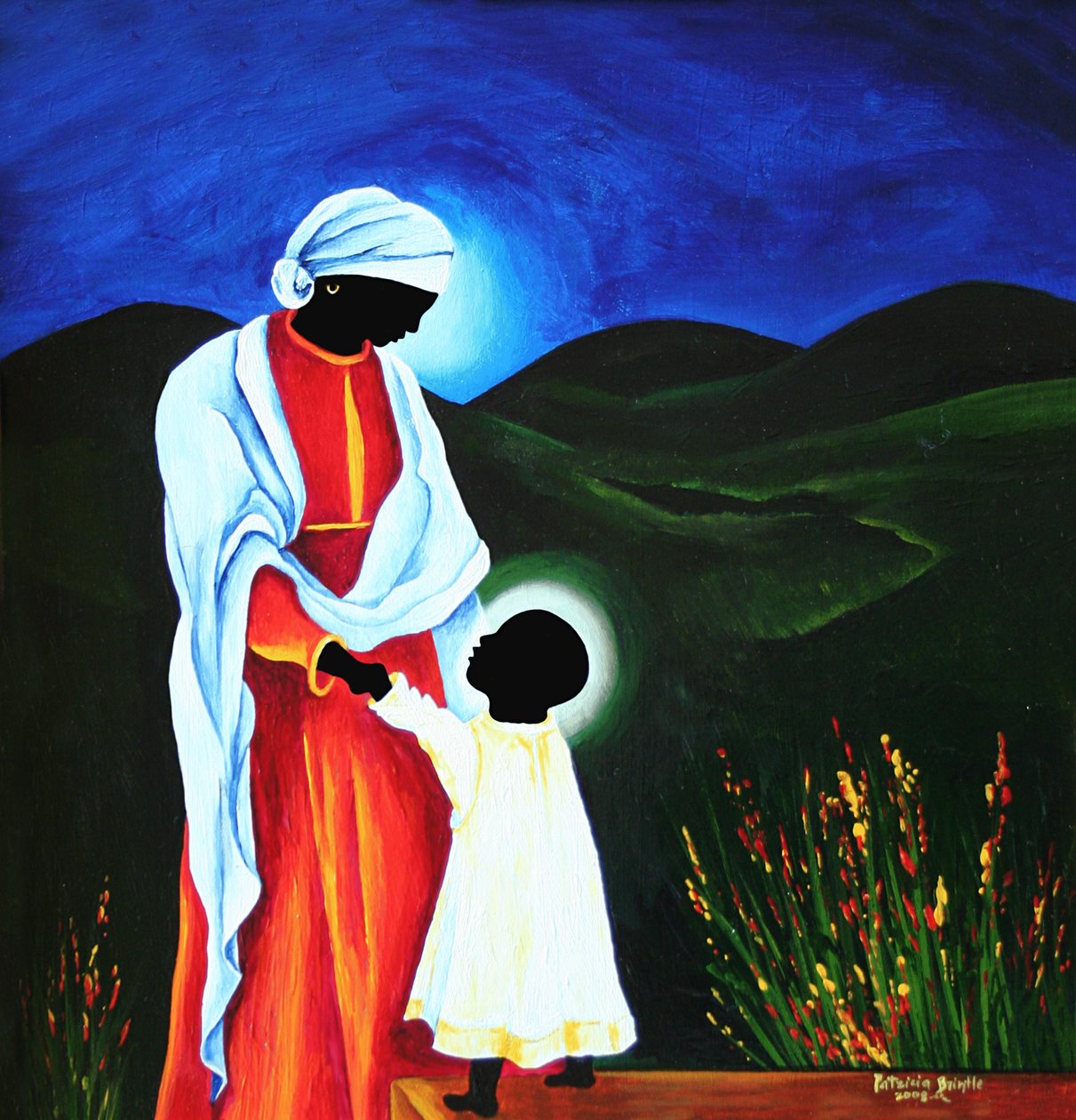Madonna z Dzieciątkiem - Pierwsze kroki, 2008 (akryl na drewnie) autorstwa Patricia Brintle