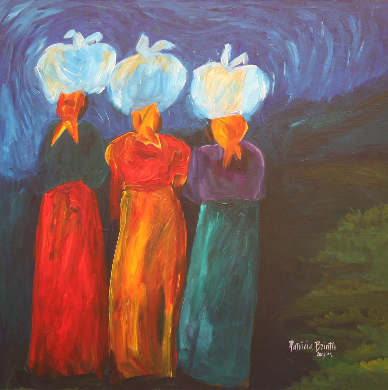 Trzy siostry, 2007 (akryl na płótnie) autorstwa Patricia Brintle