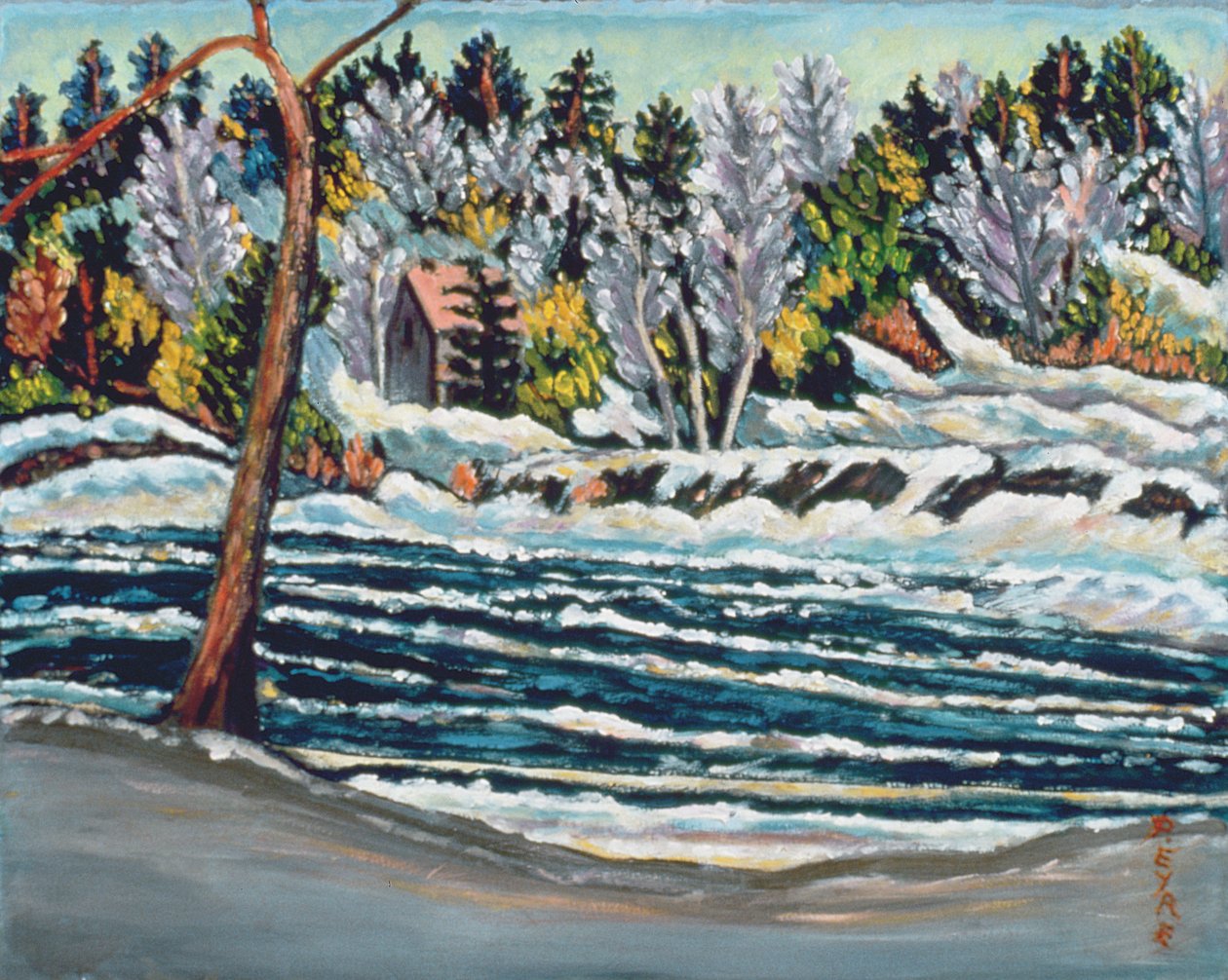 Zimowa odwilż, rzeka Gatineau autorstwa Patricia Contemporary Artist Eyre