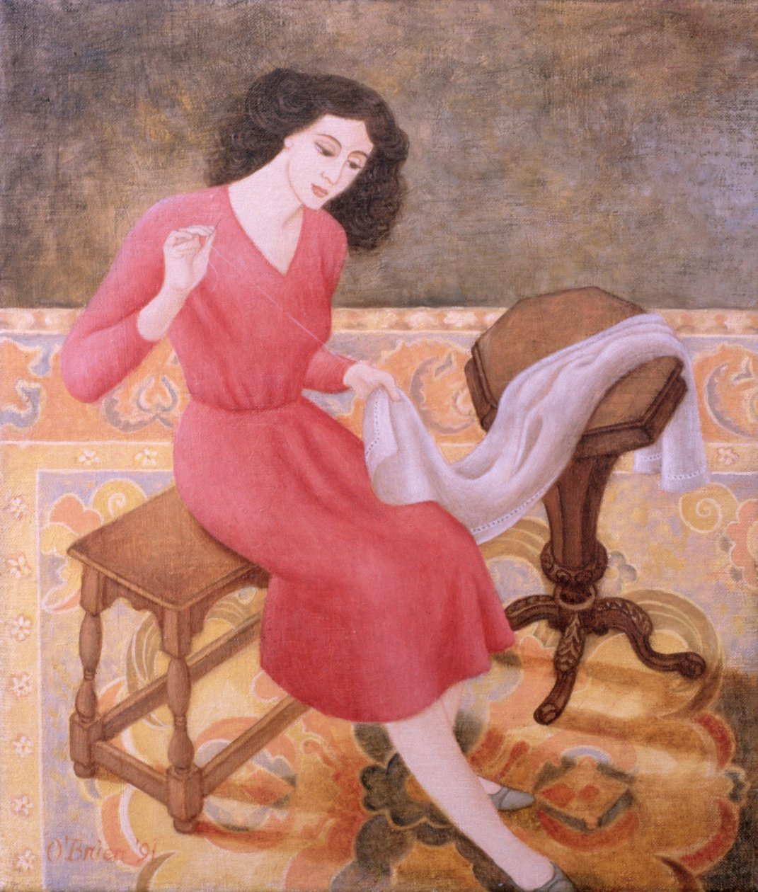 Szycie dziewczyn, 1991 autorstwa Patricia OBrien