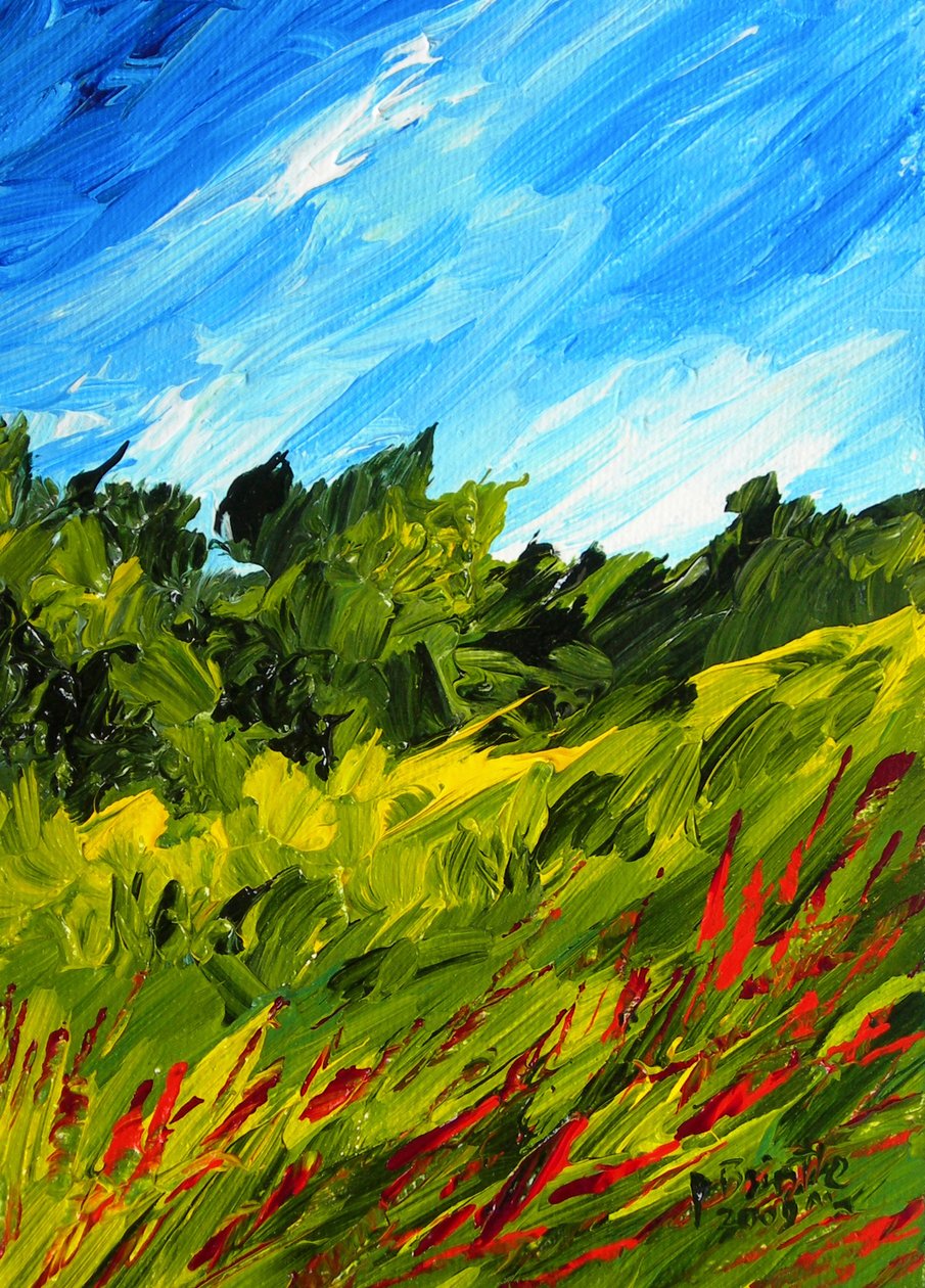 Spacer po Puilboro, 2009 (akryl na płycie artystycznej) autorstwa Patricia Brintle