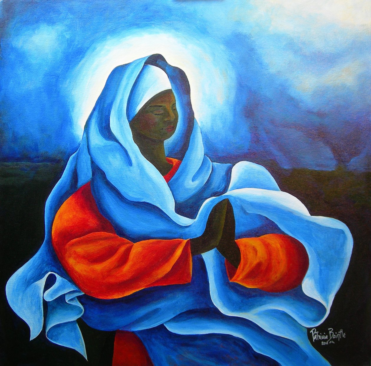 Mary in the Storm, 2011 (akryl na płótnie) autorstwa Patricia Brintle