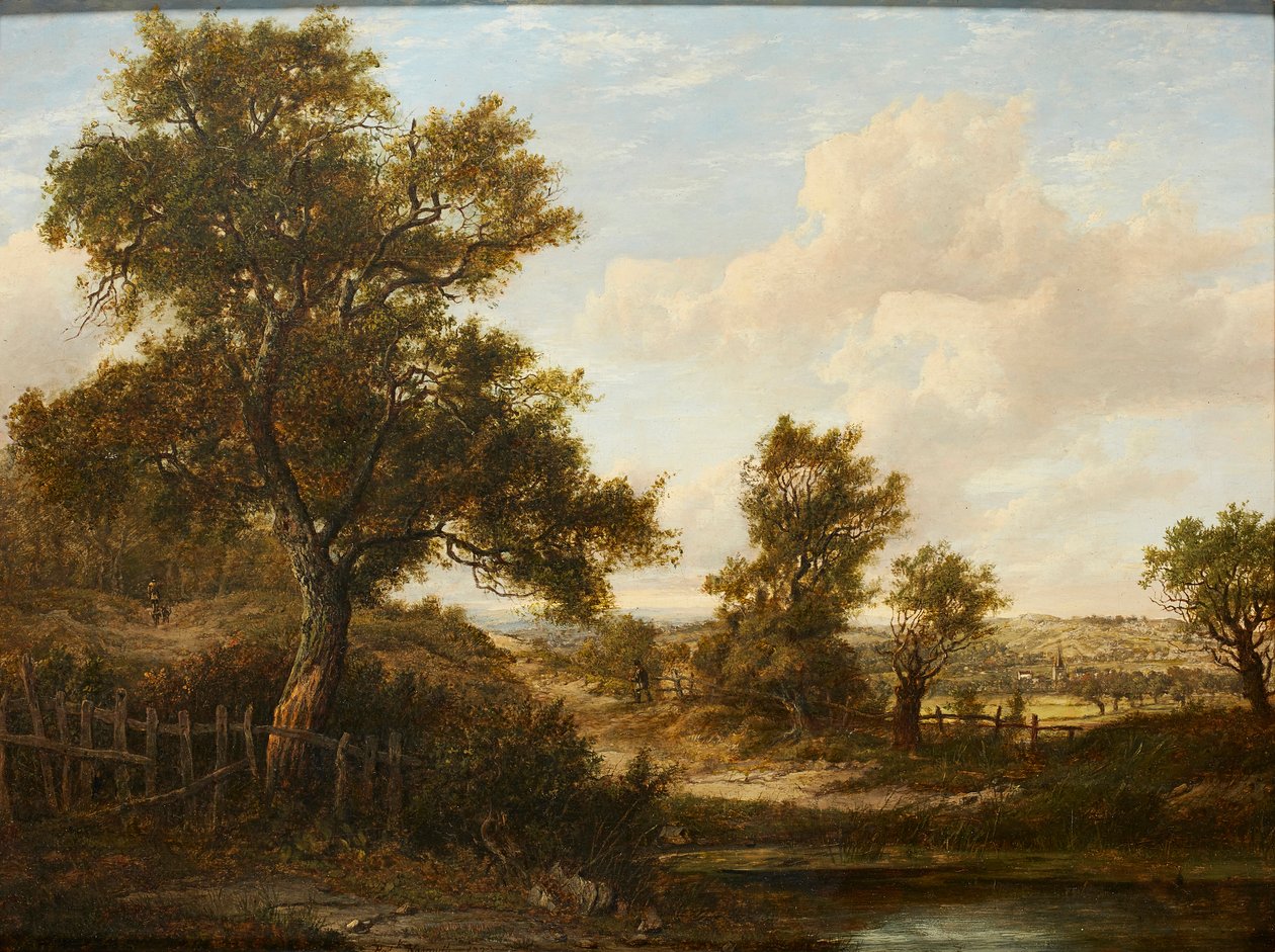 Postacie na leśnej ścieżce (olej na panelu) autorstwa Patrick Nasmyth