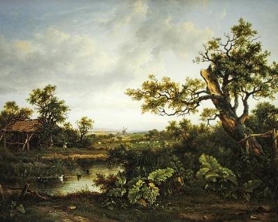 Zalesiony krajobraz (olej na panelu) autorstwa Patrick Nasmyth