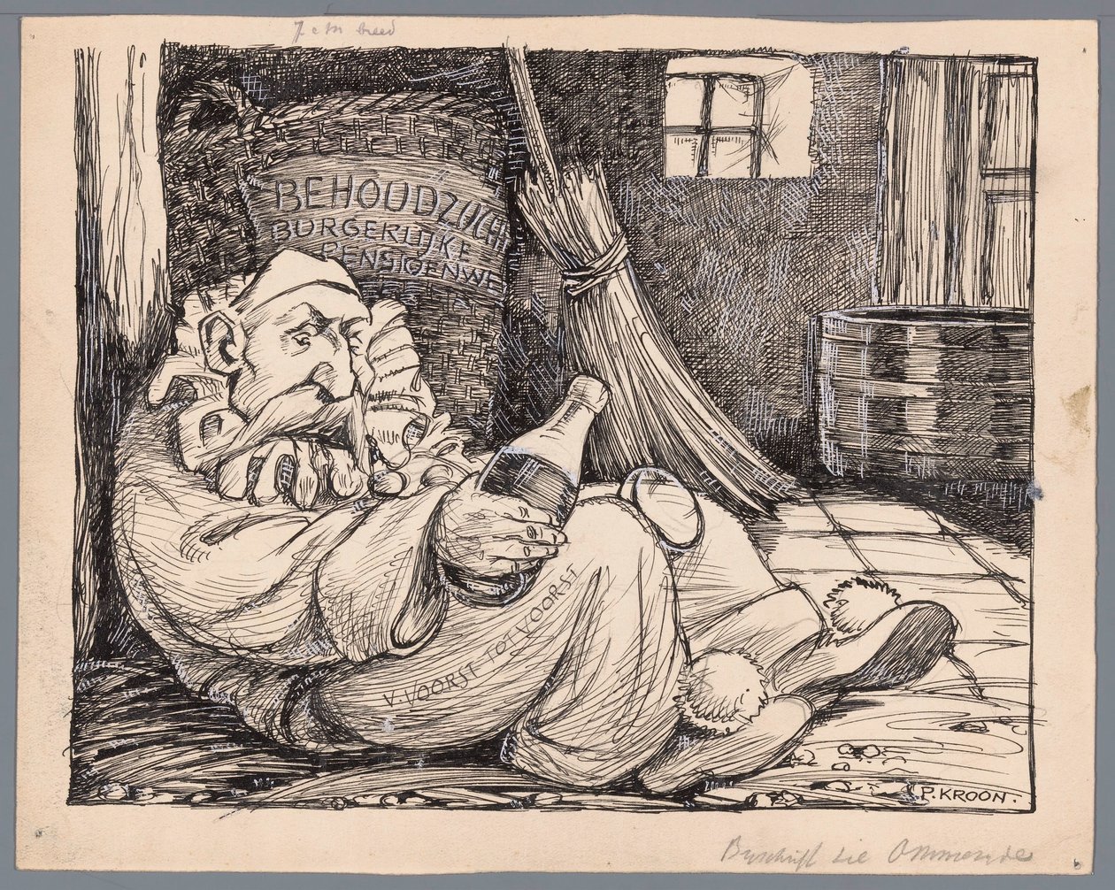 Baron van Voorst tot Voorst jako fan karnawału Karnawał, czyli Zwolnione Prawo Emerytury Cywilnej (tytuł na przedmiocie) autorstwa Patricq Kroon (signed by artist)