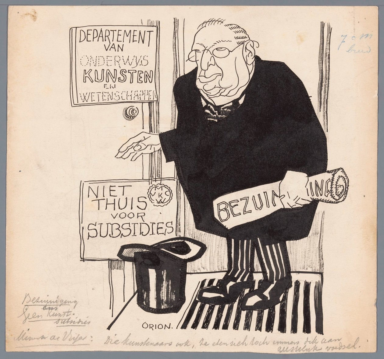 Minister de Visser i cięcia dotacji na sztukę Redukcja Brak dotacji do sztuki (tytuł na obiekcie) autorstwa Patricq Kroon (signed by artist)