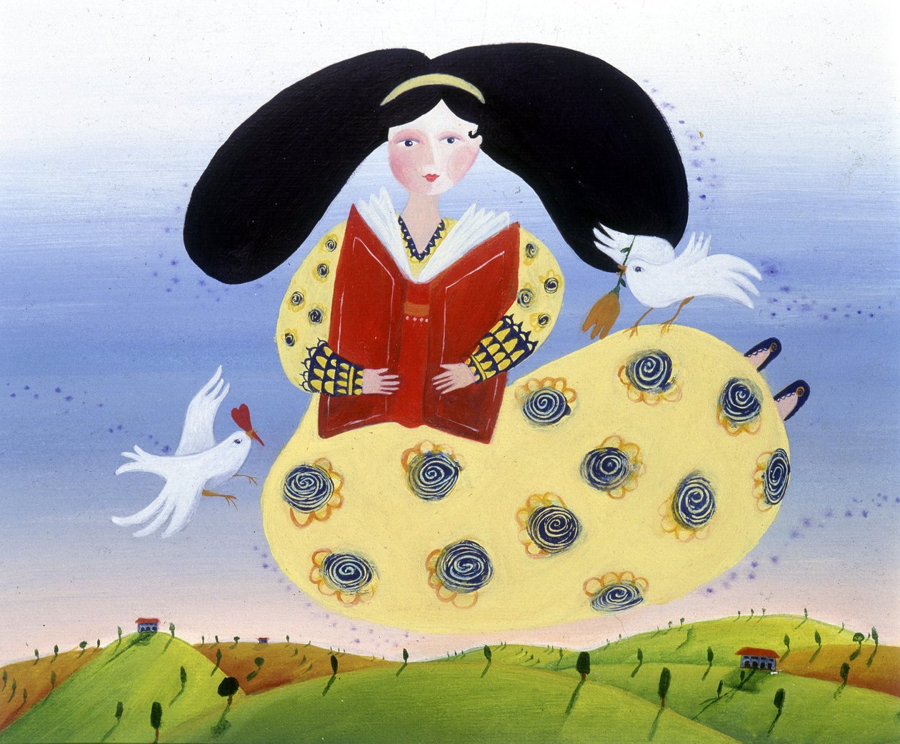 Dziewczyna z ptakami - ilustracja autorstwa Patrizia La Porta autorstwa Patrizia La Porta