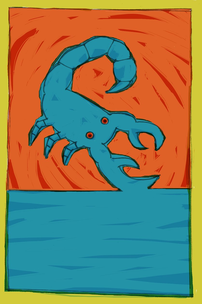 Zoodiaco 2, skorpion, 2005 (kolaż akrylowy) autorstwa Patrizia La Porta