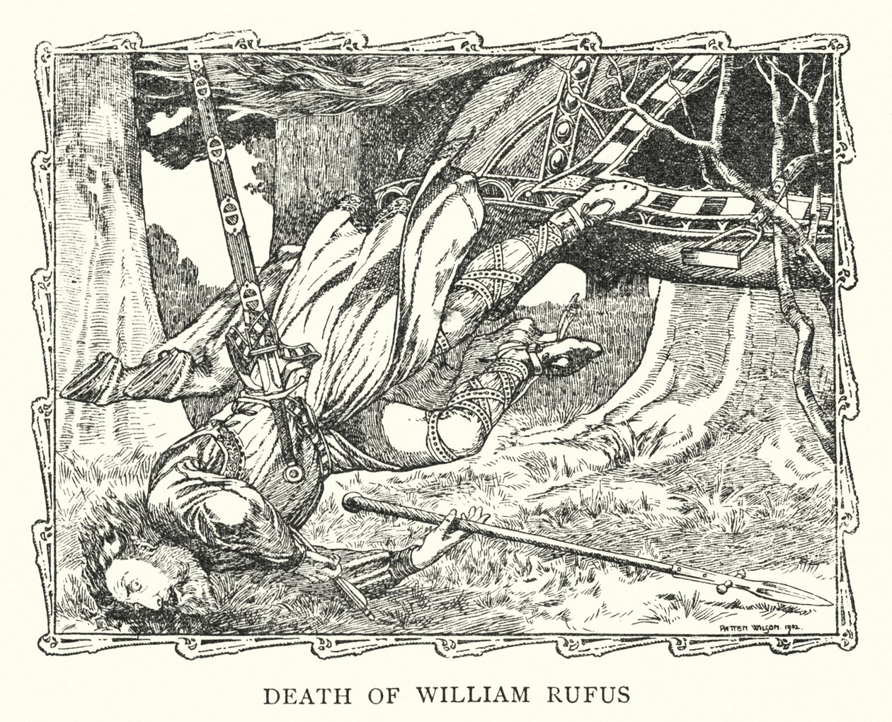 Śmierć Williama Rufusa (litografia) autorstwa Patten (after) Wilson