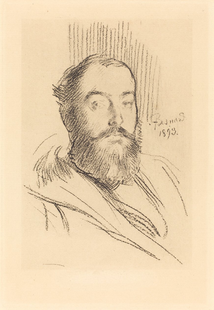 Autoportret, 1893 (kolotypia w kolorze czarnym na kremowym papierze kładzionym) autorstwa Paul Albert Besnard
