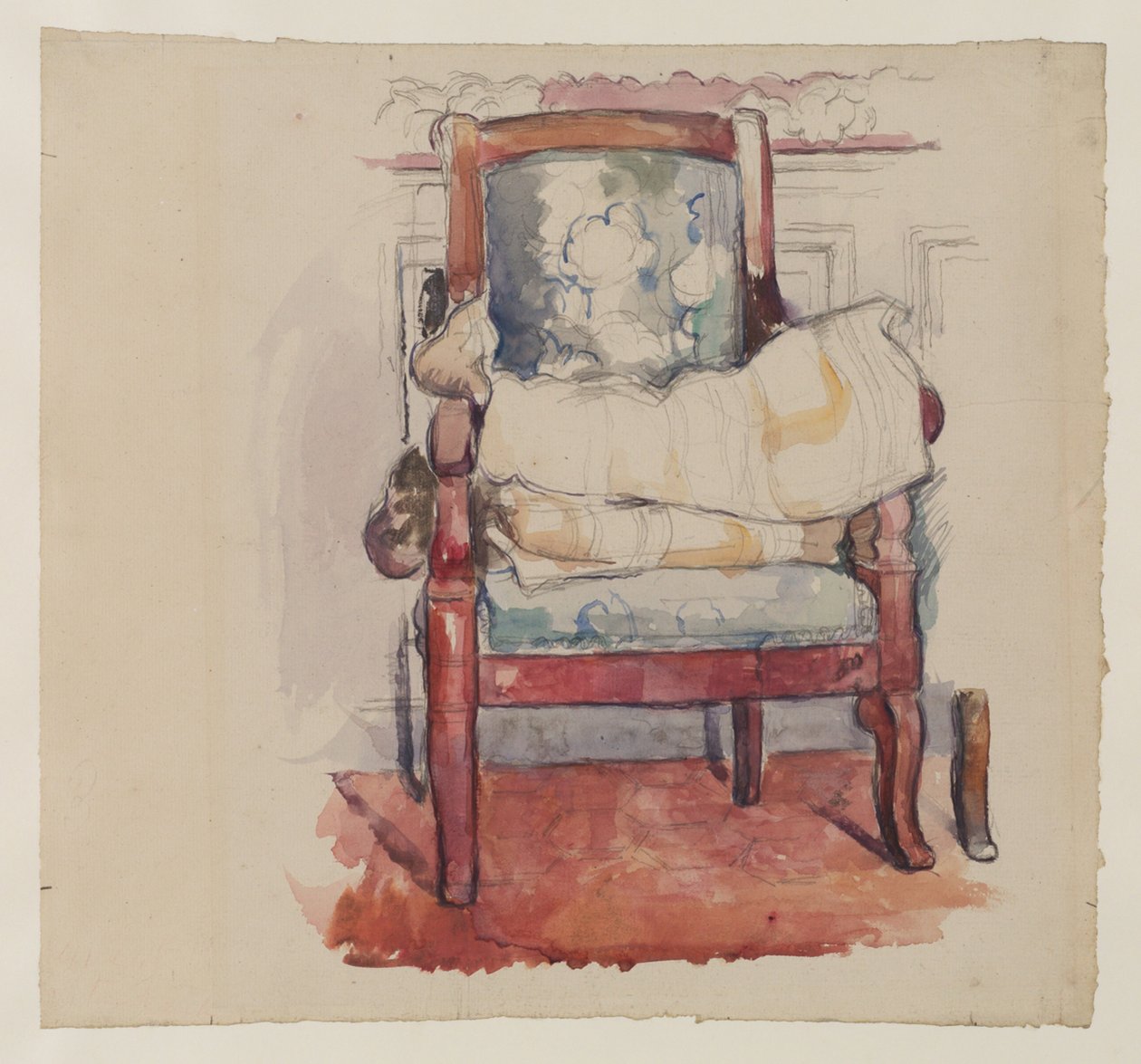 Fotel, 1885-90 (ołówek, wc i gwasz na papierze) autorstwa Paul Cézanne
