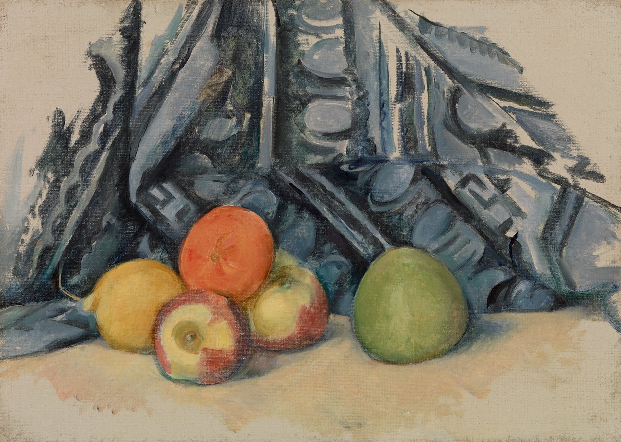 Jabłka i tkaniny, 1893-94 autorstwa Paul Cézanne
