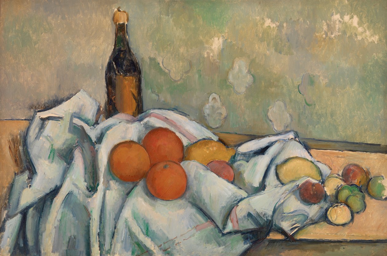Butelka i owoce, ok.1890 autorstwa Paul Cézanne