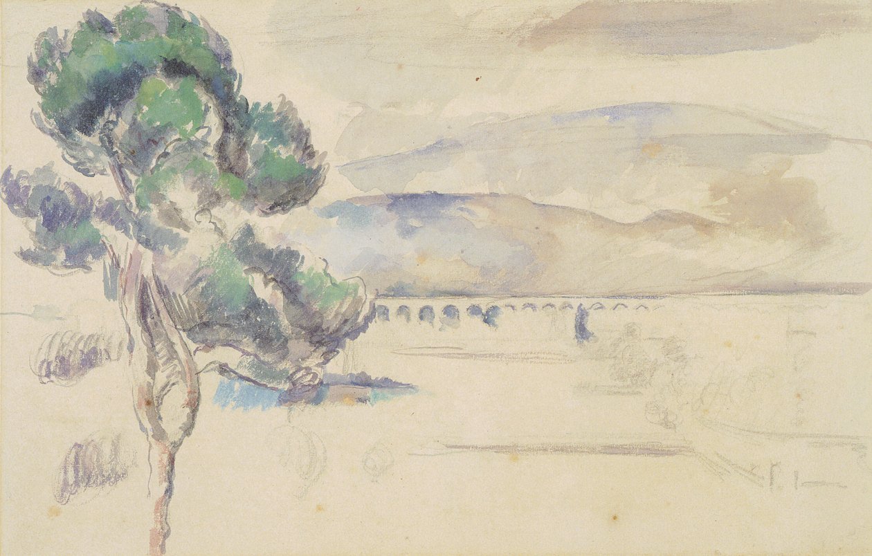 Dolina Łuku z wiaduktem i sosną autorstwa Paul Cézanne