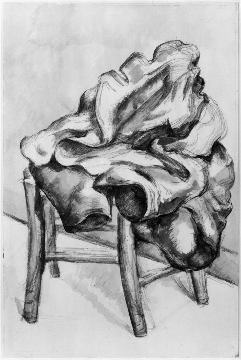 Draperia na krześle, 1980-1900 (ołówek i wc pranie na papierze) autorstwa Paul Cézanne