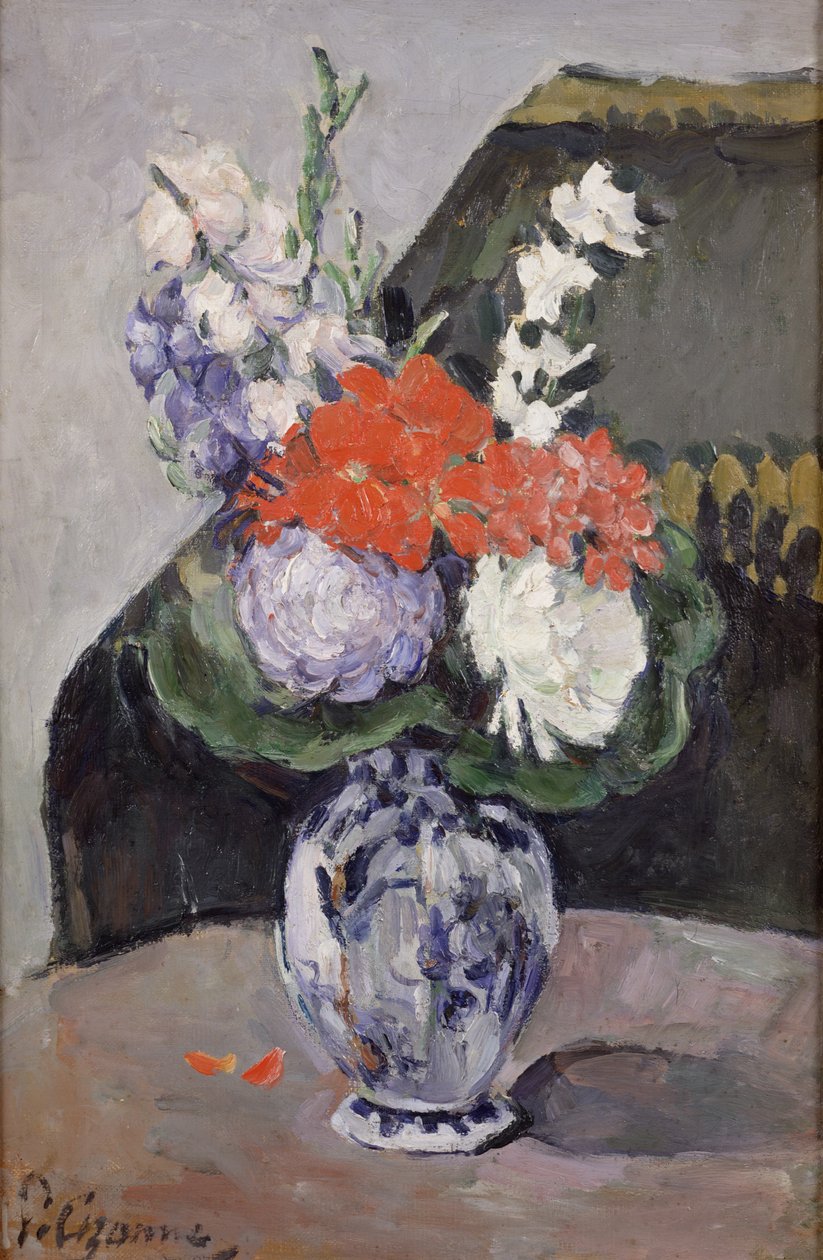 Kwiaty w małym wazonie Delft, ok.1873 autorstwa Paul Cézanne