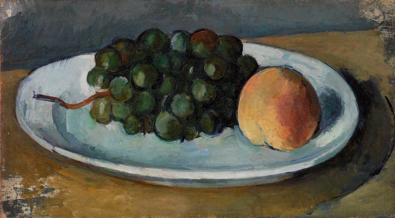 Winogrona i Brzoskwinia na Talerzu, 1877-79 autorstwa Paul Cézanne