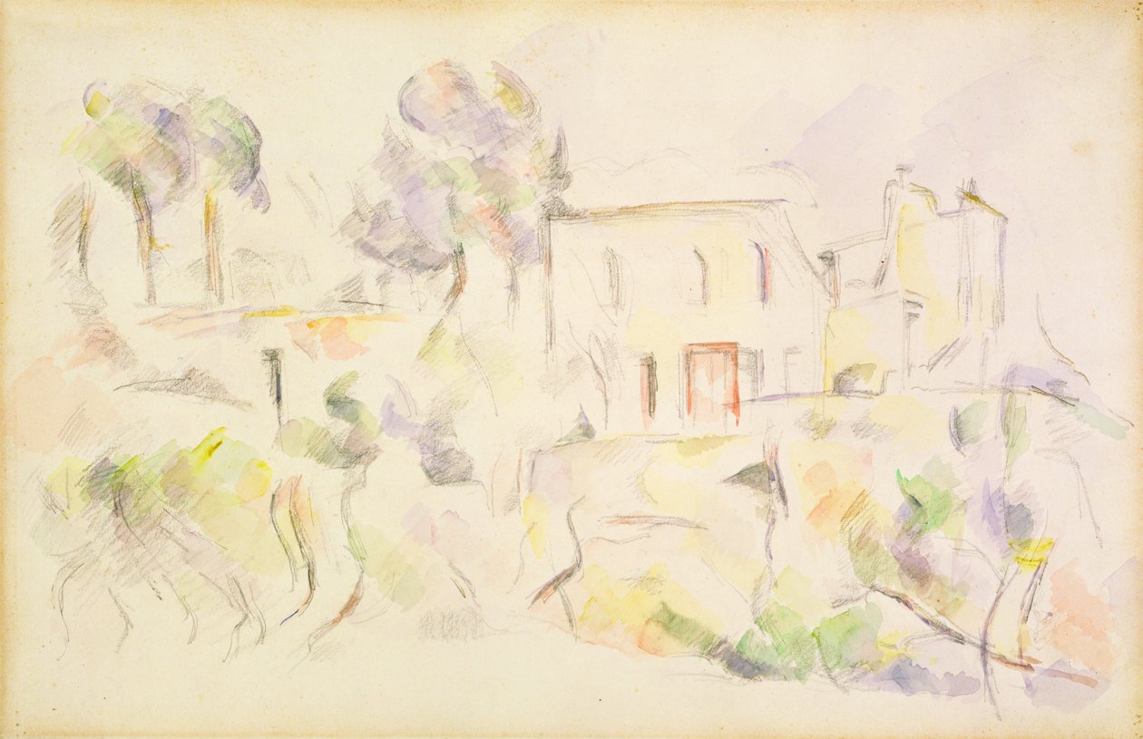 Zespół domów, 1890-94 (wc na papierze) autorstwa Paul Cézanne