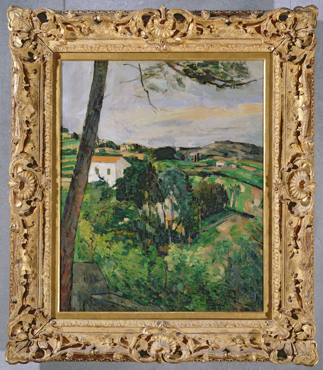 Krajobraz z czerwonym dachem lub Sosna w Estaque, 1875-76 (patrz również 393803) autorstwa Paul Cézanne