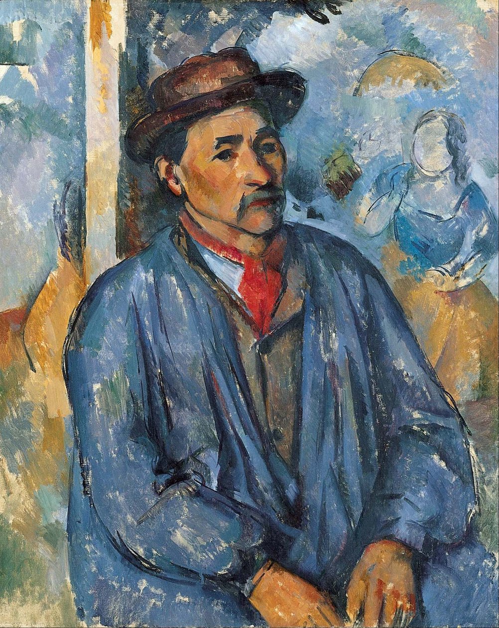 Mężczyzna w niebieskiej bluzie autorstwa Paul Cézanne