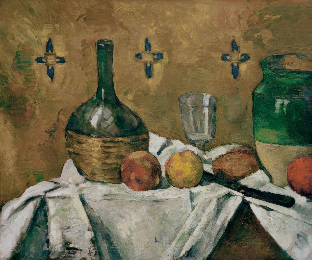 Martwa natura: kolba, szkło i ceramika autorstwa Paul Cézanne