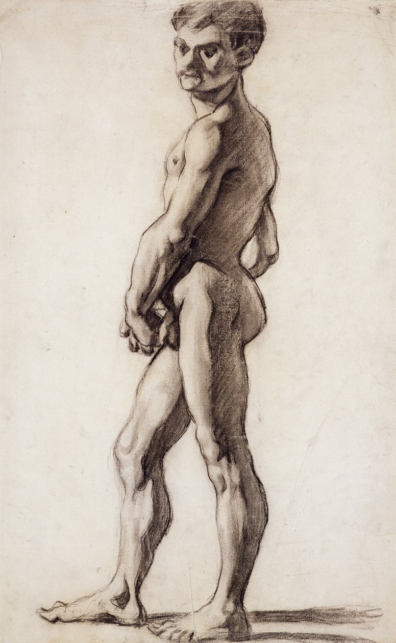 PD.55-1961 Akt męski, ok.1863 (czarna kreda na papierze) autorstwa Paul Cézanne