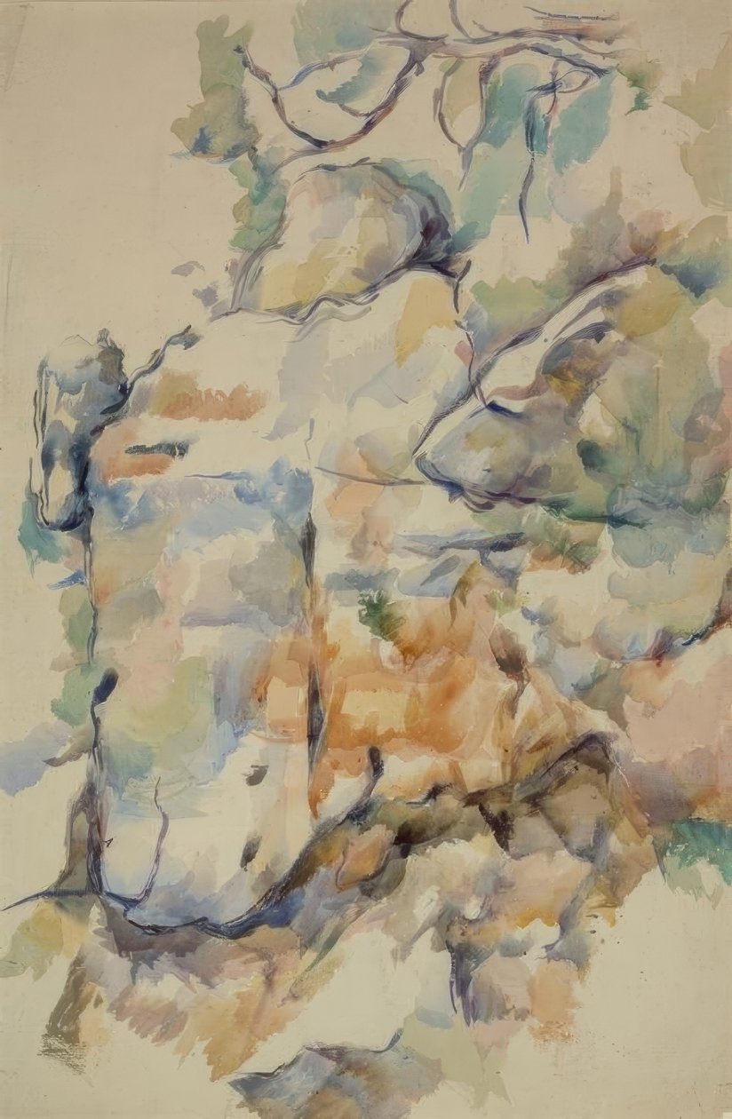 Skały w pobliżu jaskiń nad Château-Noir autorstwa Paul Cézanne