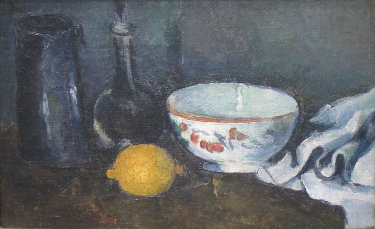Martwa natura w kolorze niebieskim z cytryną autorstwa Paul Cézanne