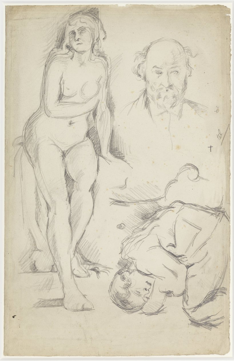 Studia trzech postaci, w tym autoportret autorstwa Paul Cézanne