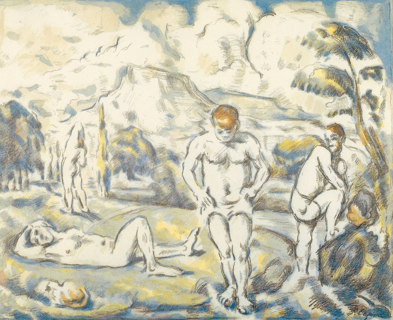 Kąpiących się (duży talerz) autorstwa Paul Cézanne