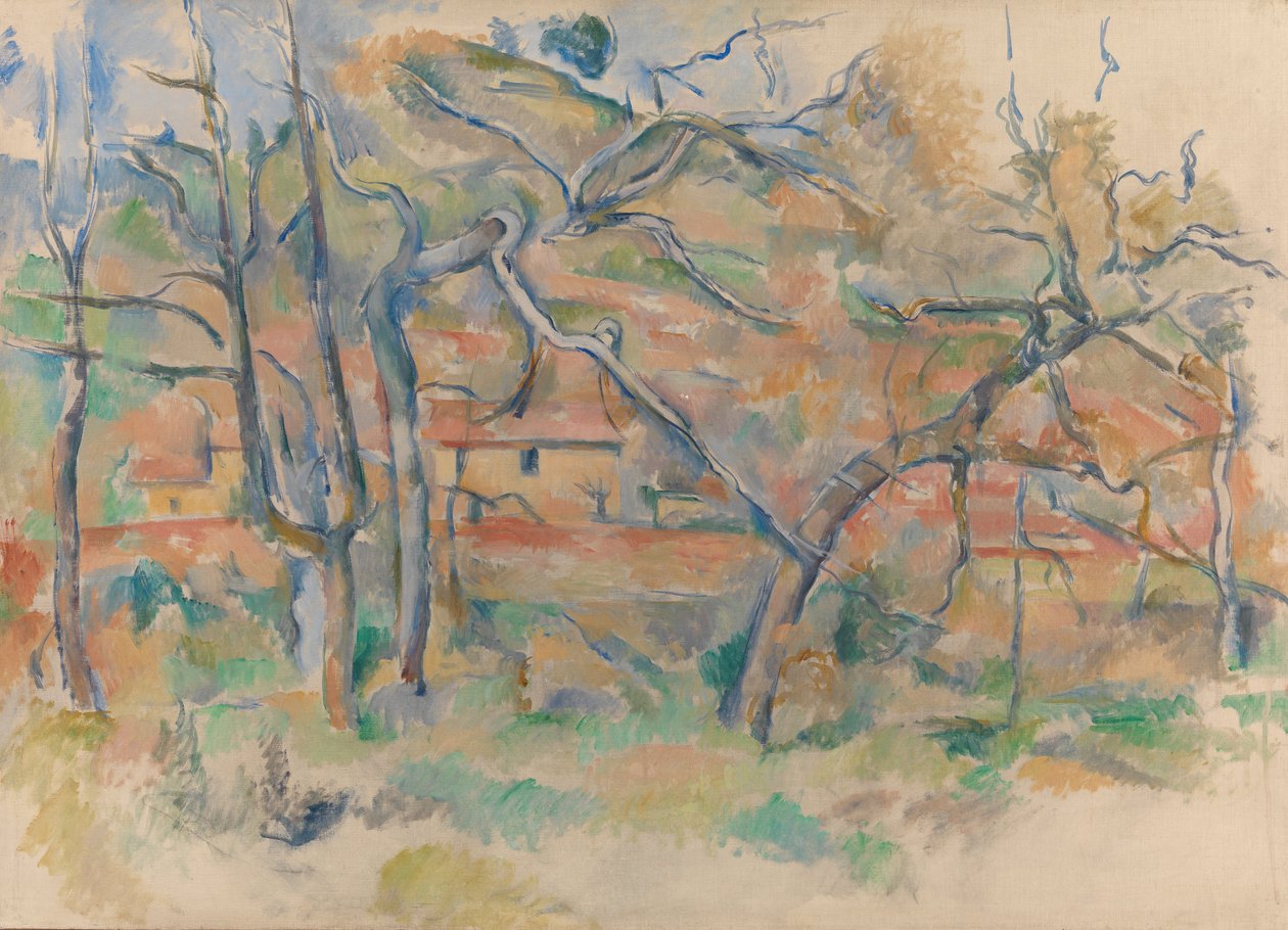 Drzewa i dom, Prowansja autorstwa Paul Cézanne