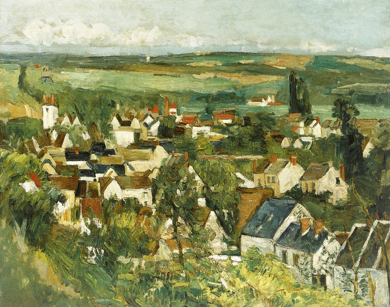 Panoramiczny widok na Auvers-sur-Oise autorstwa Paul Cézanne