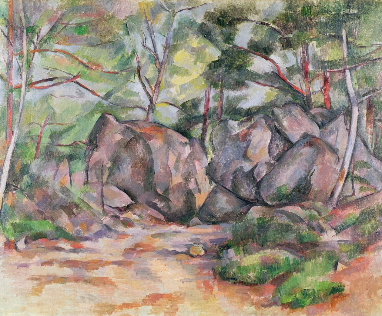 Las z głazami, 1893 autorstwa Paul Cézanne